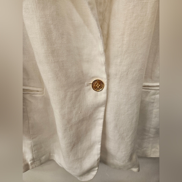 NWT - Linen Michael Kors White Blazer w Shirred Sleeves - Size 20W - Picture 2 of 12